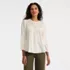 Women's 3/4 Sleeve Eyelet Mix Flowy Top, Front