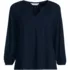 Women's Lightweight Jersey 3/4 Sleeve Notch Neck Gather Blouse, Front