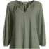 Women's Plus Size Lightweight Jersey 3/4 Sleeve Notch Neck Gather Blouse, Front