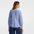 Women's Petite Lightweight Jersey 3/4 Sleeve Notch Neck Gather Blouse, Back