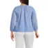 Women's Plus Size Lightweight Jersey 3/4 Sleeve Notch Neck Gather Blouse, Back