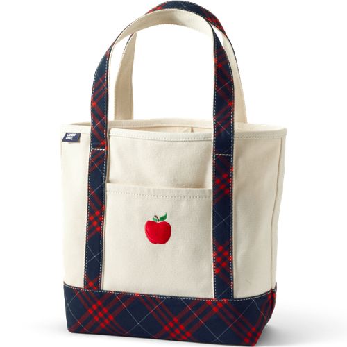 Pre-Monogrammed Plaid Canvas Pocket Tote
