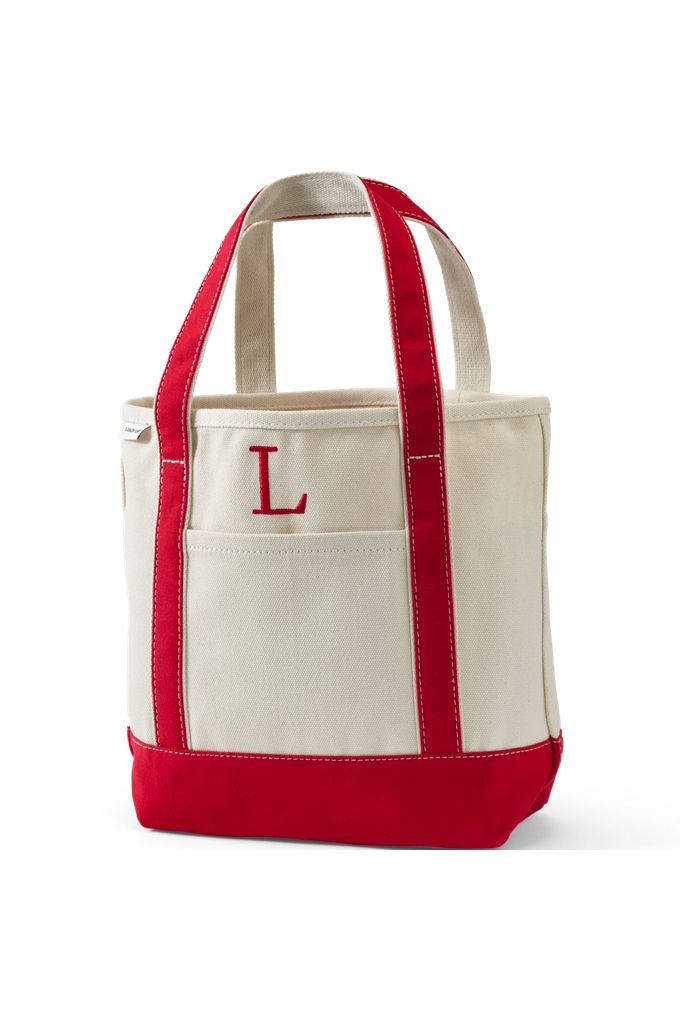 Pre-Monogrammed Letter L Canvas Tote Bag - Lands' End - Red