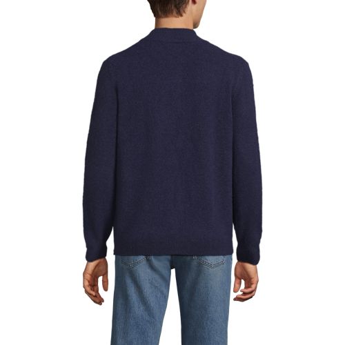  Lands' End Wool Touch Cardigan Mit Reißverschluss, Herren, Größe:44-46 Regular, Blau, Wolle/polyester/nylon, By Lands' End 