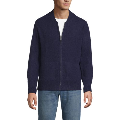  Lands' End Wool Touch Cardigan Mit Reißverschluss, Herren, Größe:44-46 Regular, Blau, Wolle/polyester/nylon, By Lands' End 