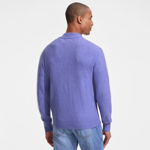  Lands' End Wool Touch Cardigan Mit Reißverschluss, Herren, Größe:48-50 Regular, Lila, Wolle/polyester/nylon, By Lands' End 