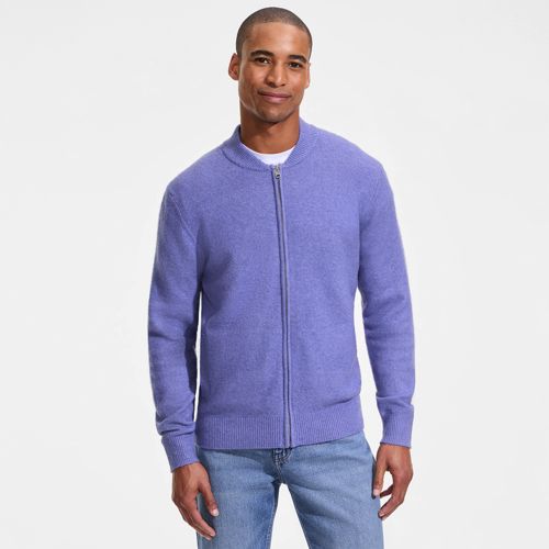  Lands' End Wool Touch Cardigan Mit Reißverschluss, Herren, Größe:48-50 Regular, Lila, Wolle/polyester/nylon, By Lands' End 