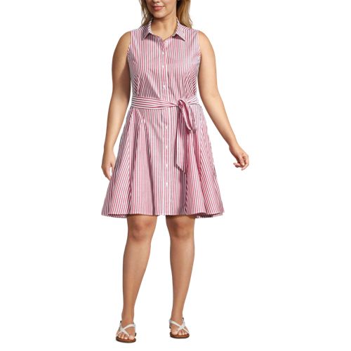 Women's Poplin Button Front Dress with Godets - image 2