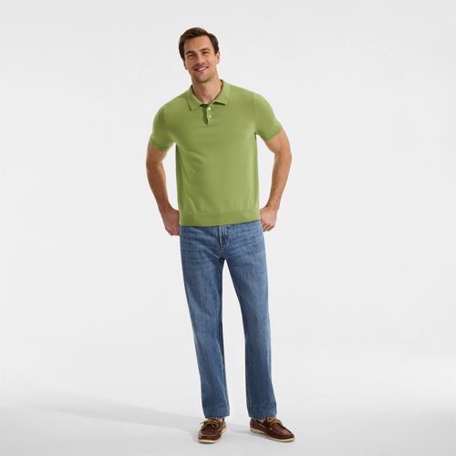 Pure Merino Wool Polo Shirt, Men, size: M, regular, Green, Wool, by Lands' End