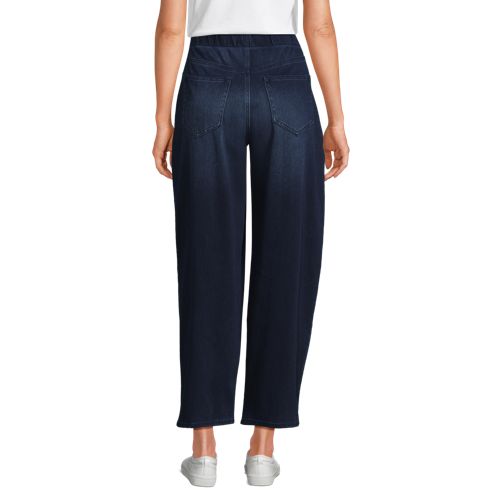  Lands' End Knit Denim Starfish Barrel-jeans, Damen, Größe:32-34 Regular, Blau, Baumwoll-mischung/polyester-mischung, By Lands' End 
