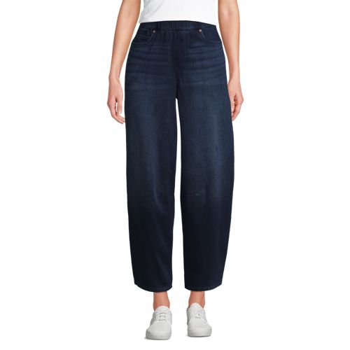  Lands' End Knit Denim Starfish Barrel-jeans, Damen, Größe:32-34 Regular, Blau, Baumwoll-mischung/polyester-mischung, By Lands' End 