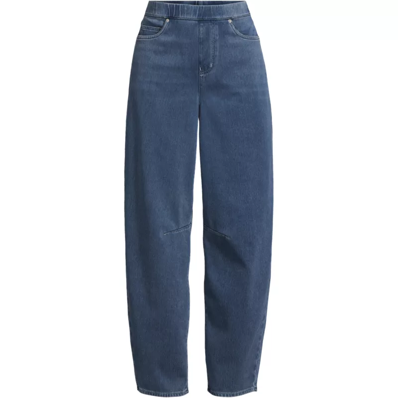 Women's Plus Size Starfish High Rise Knit Denim Barrel Leg Ankle Jeans, Front