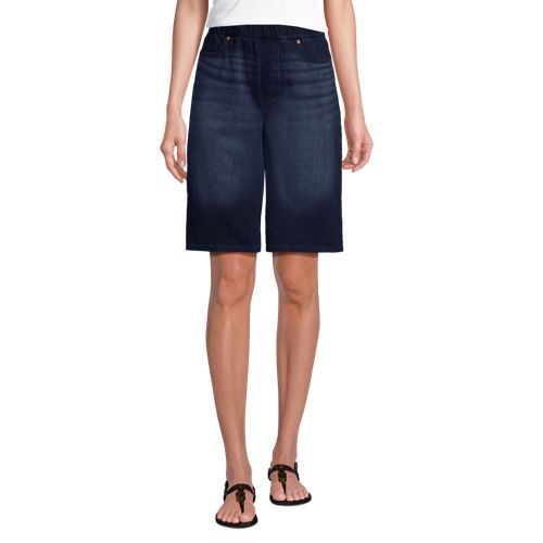 Lands' End Starfish Knit Denim Bermuda-shorts 30 Cm, Damen, Größe:32-34 Regular, Blau, Baumwoll-mischung/polyester-mischung, By Lands' End 