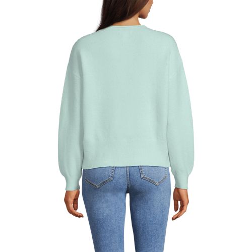  Lands' End Wool Touch Pullover Mit Gerolltem Ausschnitt, Damen, Größe:32-34 Petite, Blau, Wolle/polyester/nylon, By Lands' End 