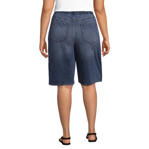 Lands' End Starfish Knit Denim Bermuda-shorts 30 Cm, Damen, Größe:48-50 Plus, Blau, Baumwoll-mischung/polyester-mischung, By Lands' End 