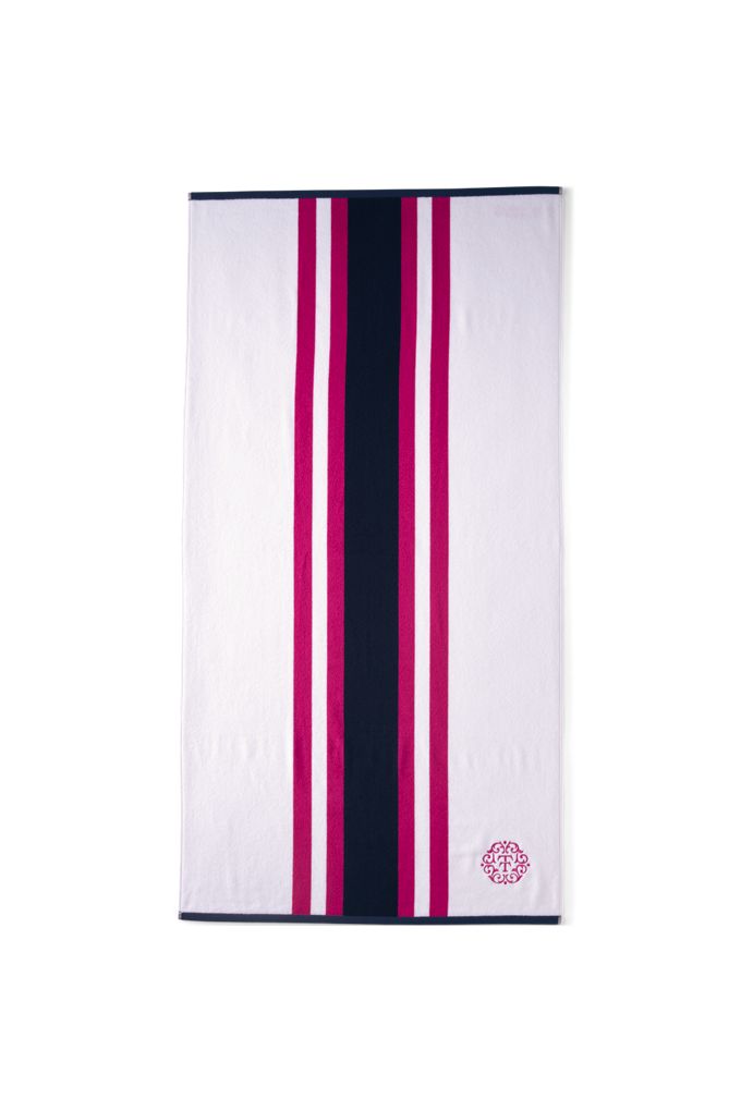 LE x T and T Twin Stripe Beach Towel - Lands' End - Pink