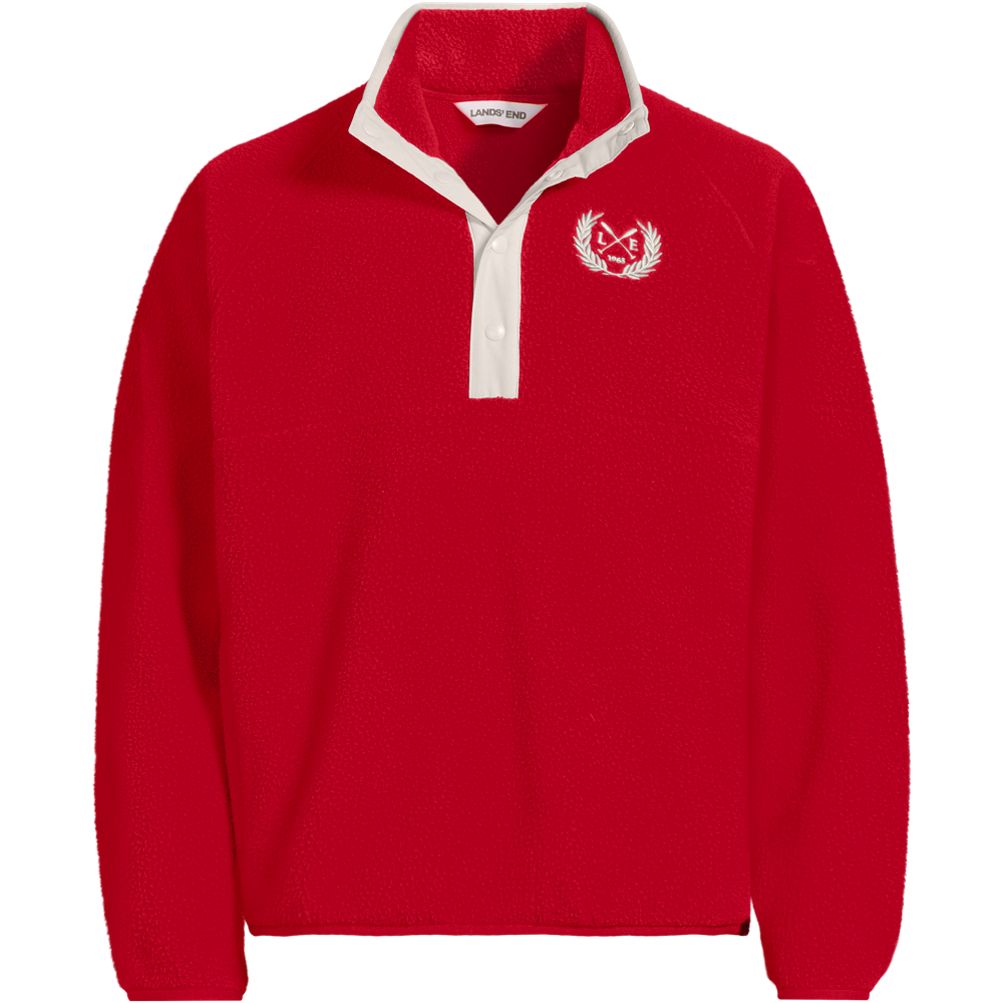 Unisex Snap Neck Fleece Pullover | Lands' End
