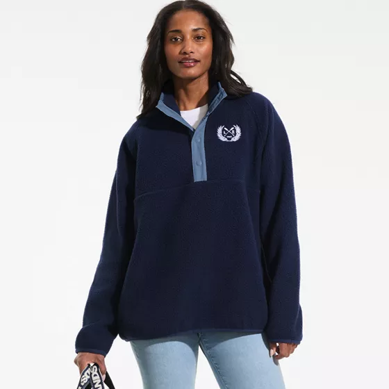 Unisex Snap Neck Fleece Pullover - primary