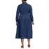 Women's Plus Size Denim Button Front Midi Shirt Dress, Back