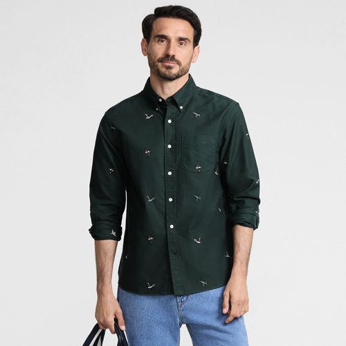 Men's Long Sleeve Sail Rigger Oxford Embroidered Shirt | Lands' End