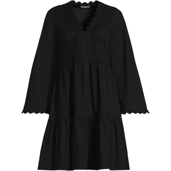Women's Poplin V-neck Embroidered Dress - primary