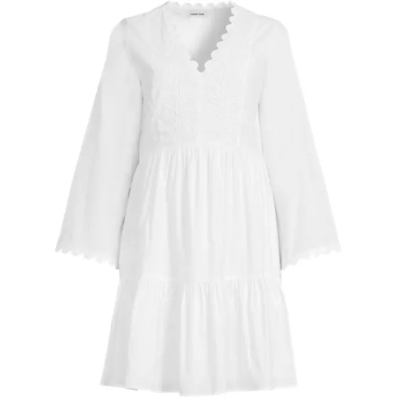 Women's Poplin V-neck Embroidered Dress - primary