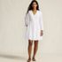 Women's Poplin V Neck Embroidered Dress, Front