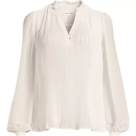 Women's Ruffle Neck Pintuck Sleeve Top - primary