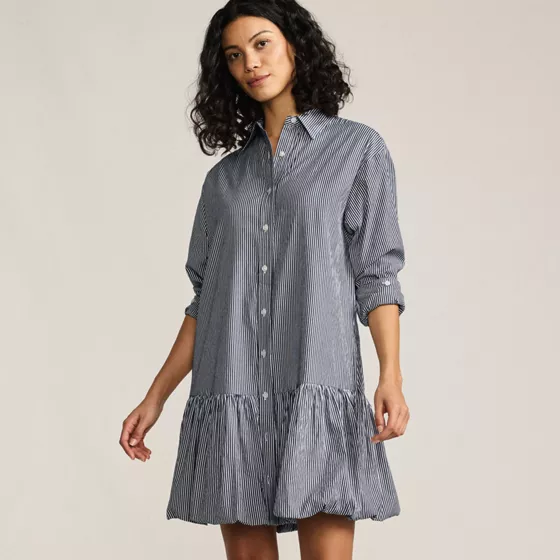 Women's Flounce Button Front Shirt Dress - primary