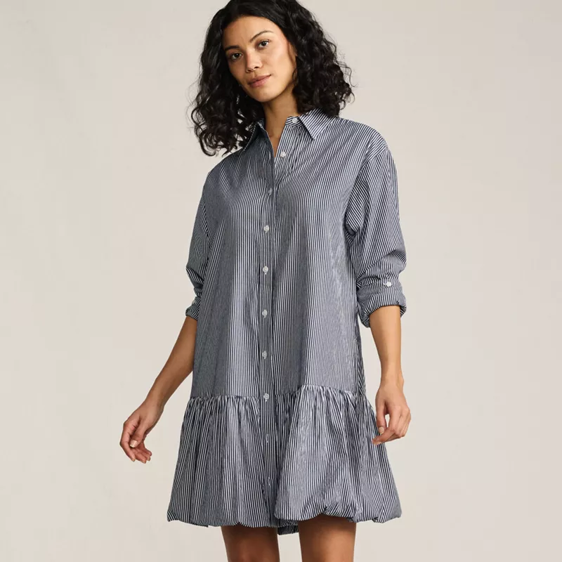 Women's Flounce Button Front Shirt Dress, alternative image