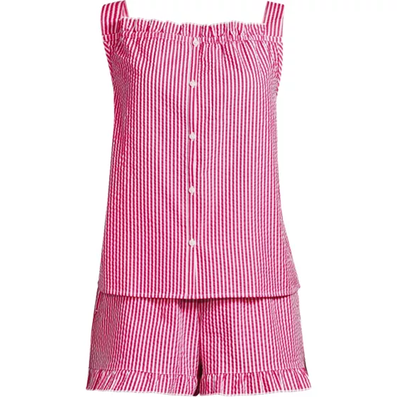 Women's Plus Size Seersucker 2 Piece Pajama Set - Tank and Shorts - primary
