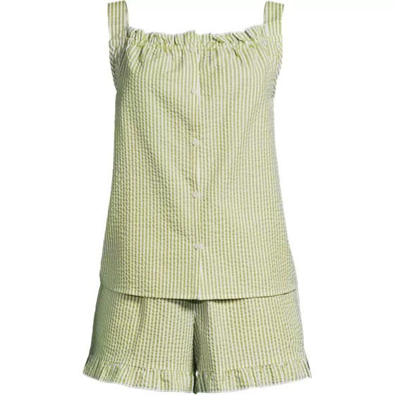 Women's Seersucker 2 Piece Pajama Set - Tank and Shorts - primary