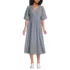 Women's Puff Sleeve Smocked Waist V Neck Dress, Front