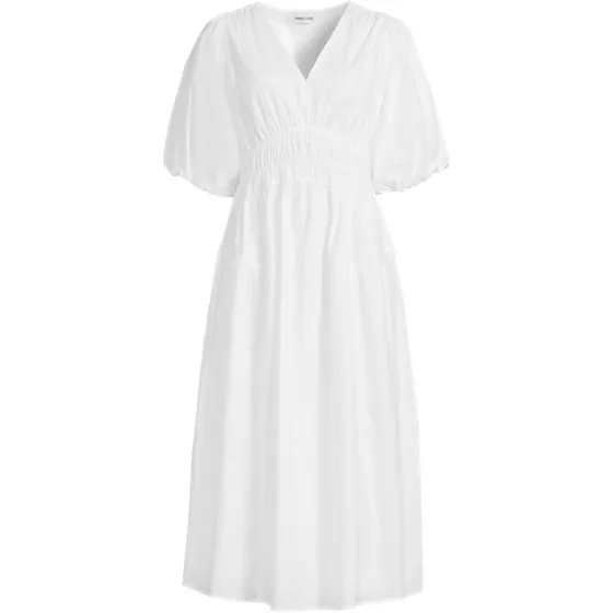 Women's Puff Sleeve Smocked Waist V-neck Dress - primary