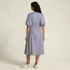 Women's Puff Sleeve Smocked Waist V Neck Dress, Back