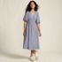 Women's Puff Sleeve Smocked Waist V Neck Dress, Front