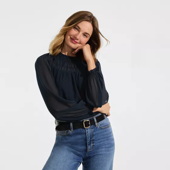 Women's Chiffon Scoop Neck Blouse - primary