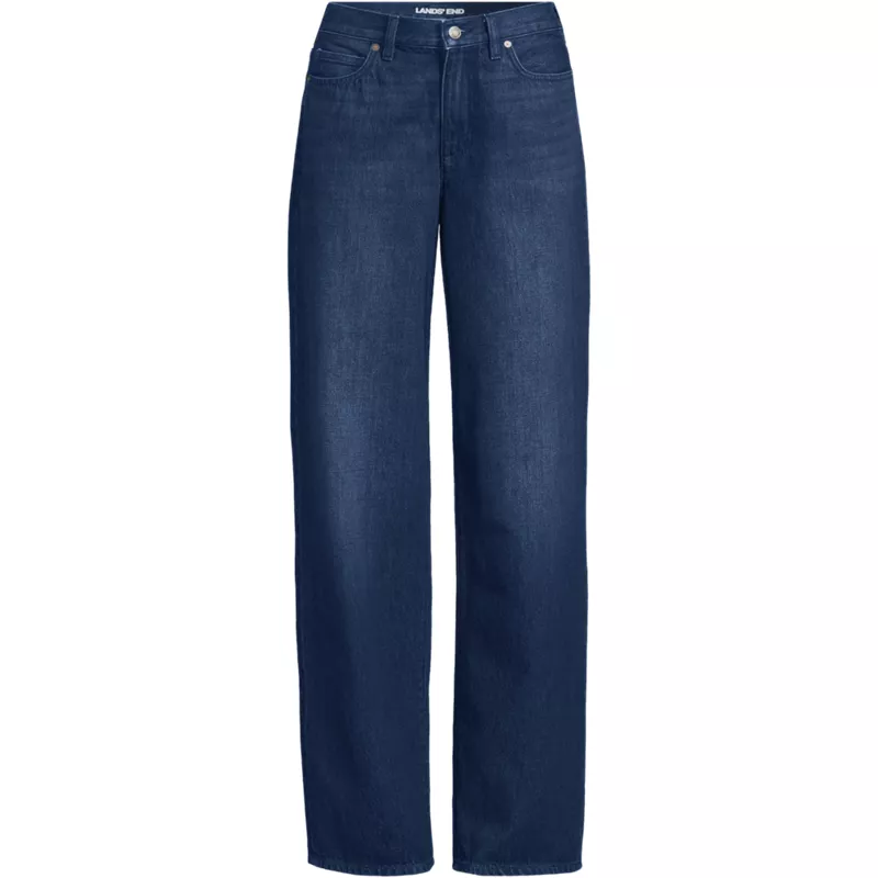 Women's Plus Size Mid Rise Baggy Jeans, Front