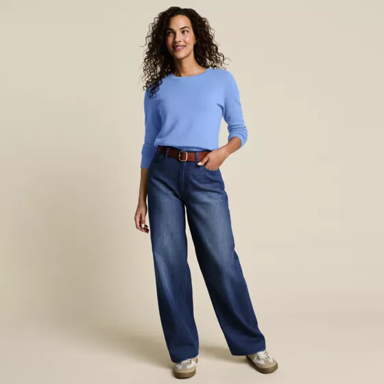Women's Rigid Denim Mid Rise Baggy Jeans - primary