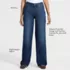 Women's Rigid Denim Mid Rise Baggy Jeans, alternative image