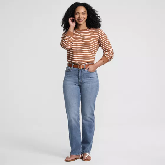 Women's Denim High Rise Straight Curvy Jeans - primary