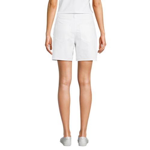  Lands' End Soft Denim Mid Waist Jeansshorts 18 Cm, Damen, Größe:34 Regular, Weiß, Baumwoll-mischung, By Lands' End 