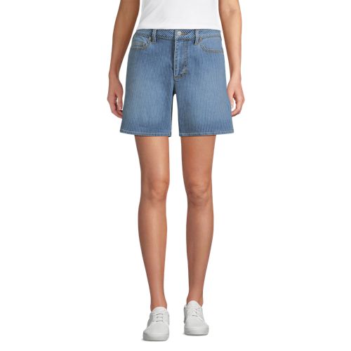  Lands' End Soft Denim Mid Waist Jeansshorts 18 Cm, Damen, Größe:34 Regular, Blau, Baumwoll-mischung, By Lands' End 