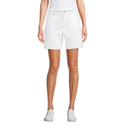  Lands' End Soft Denim Mid Waist Jeansshorts 18 Cm, Damen, Größe:34 Regular, Weiß, Baumwoll-mischung, By Lands' End 