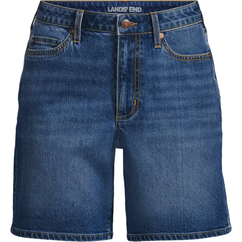Women's Plus Size Soft Denim Mid Rise 7" Jean Shorts, Front