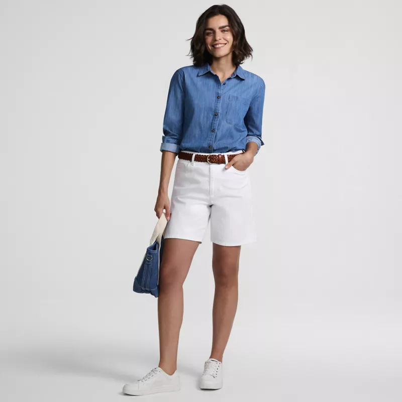 Women's Soft Denim Mid Rise 7" Jean Shorts, alternative image
