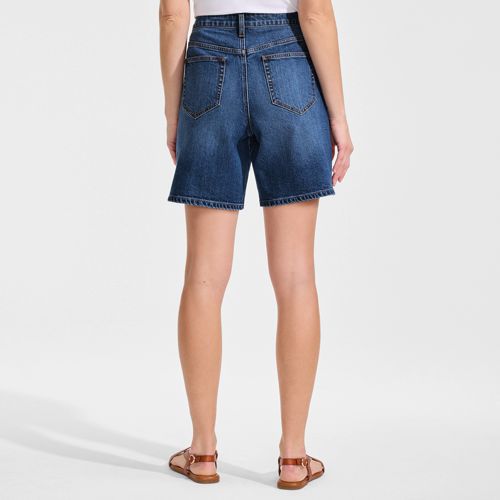  Lands' End Soft Denim Mid Waist Jeansshorts 18 Cm, Damen, Größe:34 Regular, Blau, Baumwoll-mischung, By Lands' End 
