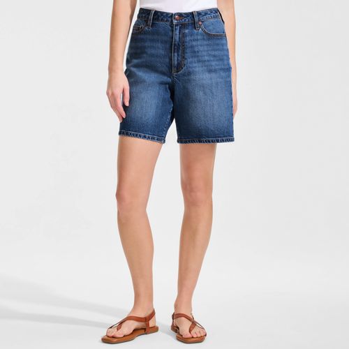  Lands' End Soft Denim Mid Waist Jeansshorts 18 Cm, Damen, Größe:34 Regular, Blau, Baumwoll-mischung, By Lands' End 