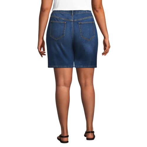  Lands' End Soft Denim Mid Waist Jeansshorts 18 Cm, Damen, Größe:48 Plus, Blau, Baumwoll-mischung, By Lands' End 