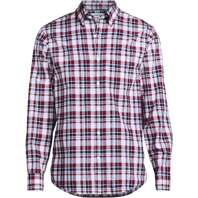 Men's Long Sleeve Madras Shirt, Front